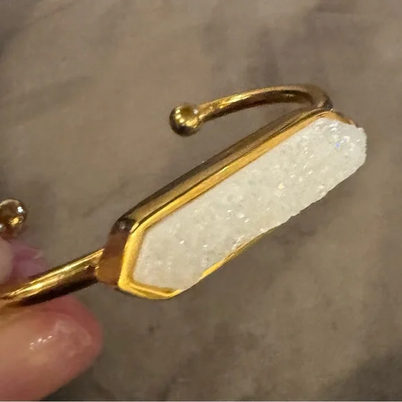 Kinsley Armelle Gold and White Stone Cuff - Picture 1 of 4